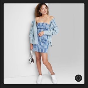 Sleeveless tube denim bodycon dress